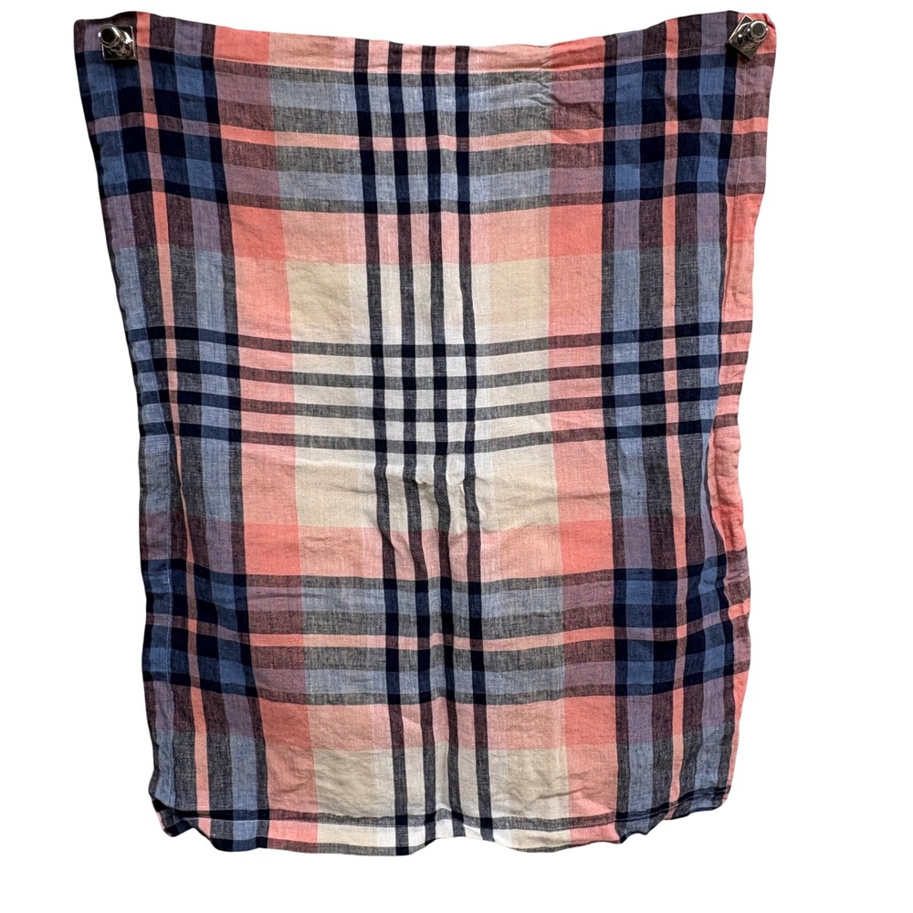 Lands End 100% Linen Plaid Standard Pillow Case Sham Pink Coral Blue Navy 516050